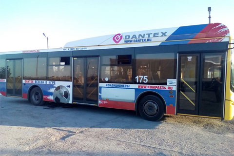 Реклама Dantex на автобусах