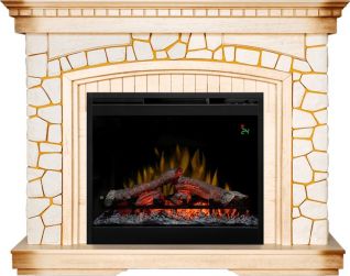 Электрокамин Glasgow - Слоновая кость, патина / Шампань (Высота 1070мм) с очагом Symphony 26'' DF2624L-INT