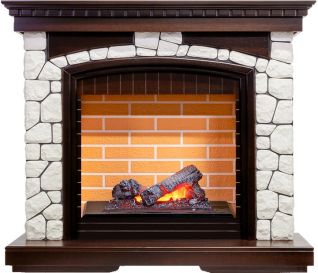 Электрокамин Glasgow - Темный дуб/Белый (Высота 1080 мм) с очагом Cassette 400 NH