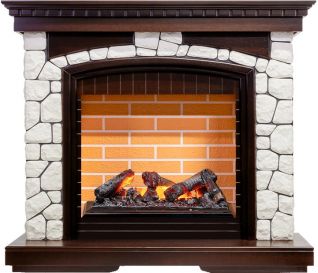 Электрокамин Glasgow - Темный дуб/Белый (Высота 1080 мм) с очагом Cassette 600 NH