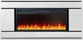 Электрокамин -тумба Stockholm (Разборный) - Белый с черным с очагом Vision 42 LED