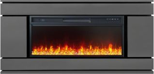 Электрокамин -тумба Stockholm (Разборный) - Серый графит с черным с очагом Vision 42 LED