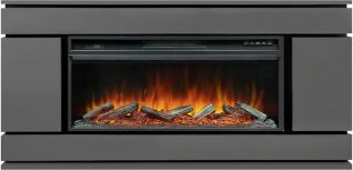 Электрокамин -тумба Stockholm (Разборный) - Серый графит с черным с очагом Vision 42 LOG LED