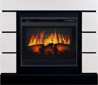 Электрокамин Modern 23 (Разборный) - Белый с черным с очагом Vision 23 EF LED 3D FX